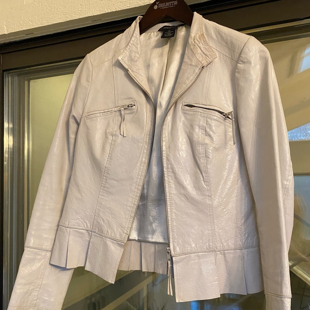 Arden B White Leather Jacket